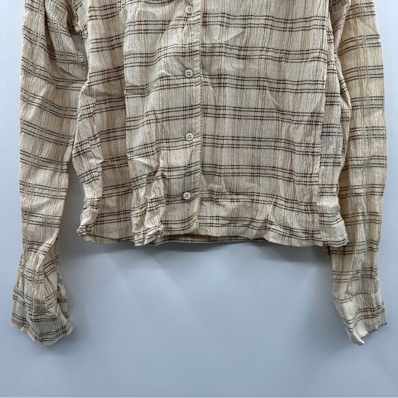 POL Cream Multicolor Floral Cotton Long Sleeve Button Down Shirt Size S - Picture 3 of 8
